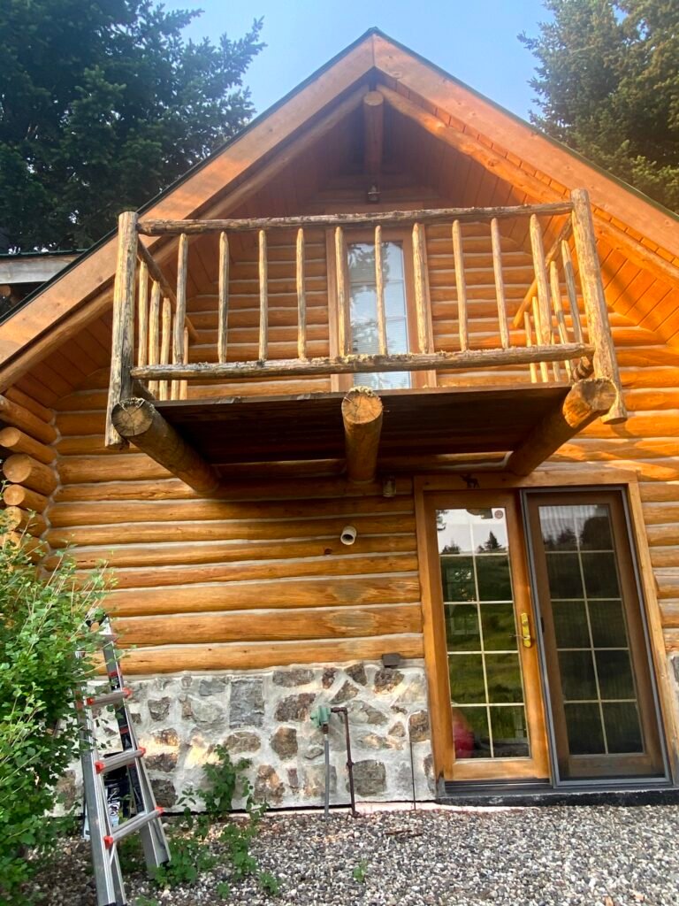 Log painting and ceiling in Montana