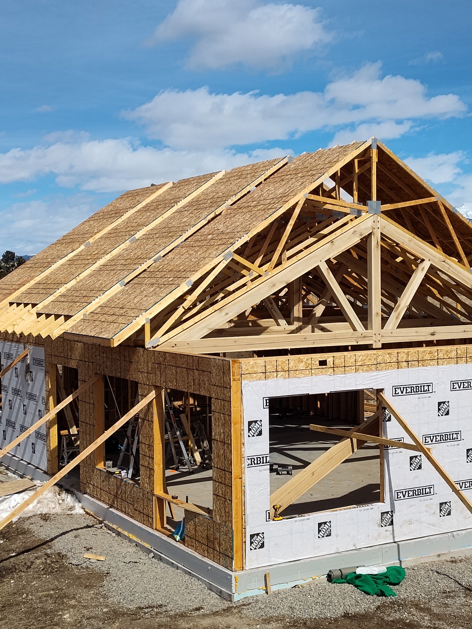 A new house being built by a construction contractor in Montana called Big Sky Timber Design